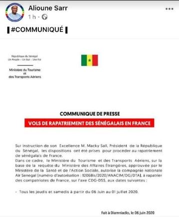 Covid-19: Air Sénégal autorisée à rapatrier les Sénégalais bloqués en France