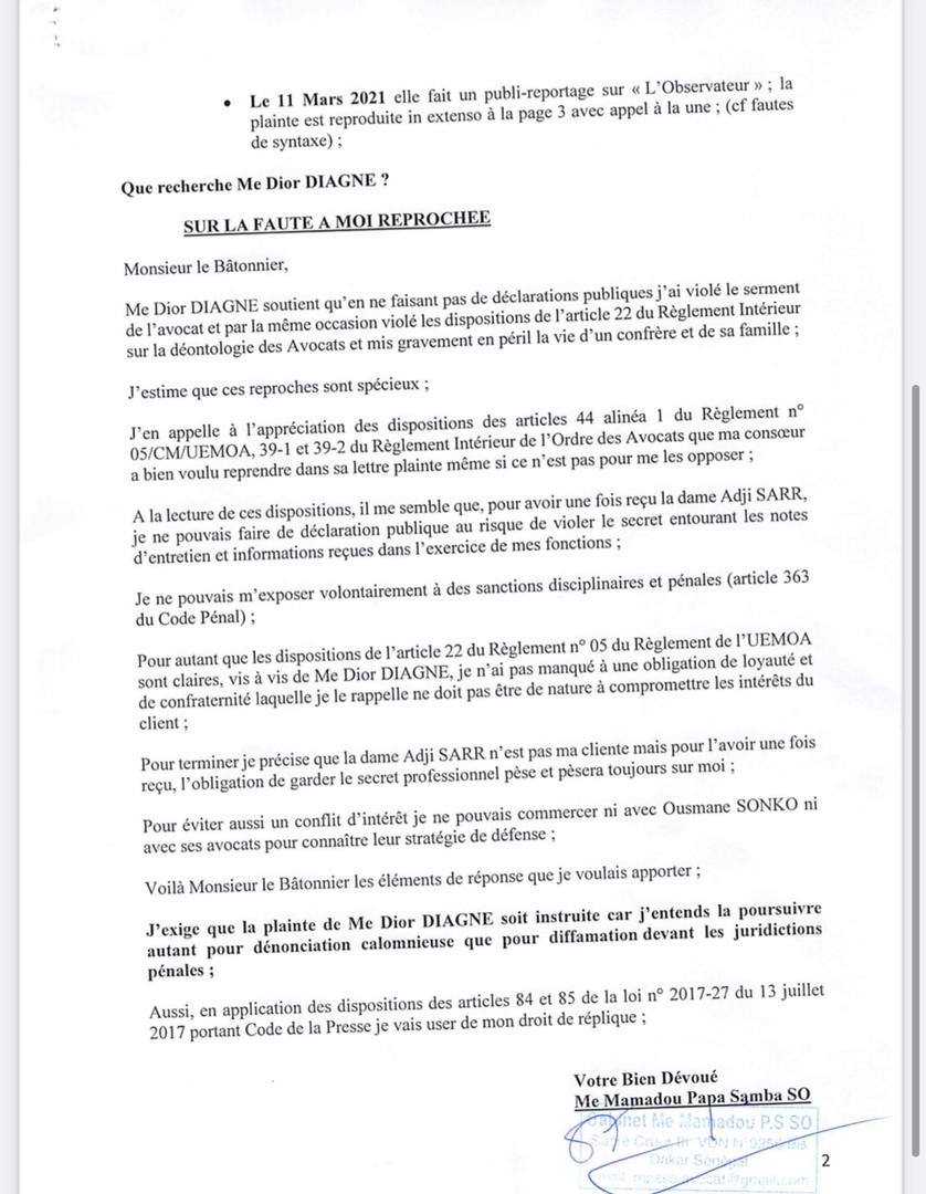 Me Papa Samba So brise le silence: « Je n’ai jamais rédigé la plainte de Adji Sarr