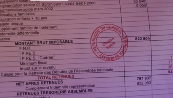 Impôt minimal sur le revenu d'un député : Un parlementaire démonte l’argument de Ousmane Sonko... (Document)