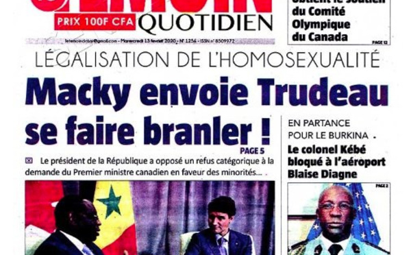 Macky, Trudeau et Homos*xualité : L’incroyable UNE du quotidien  »Le Témoin » secoue la toile