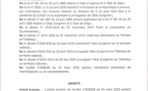 Réouverture des lieux de cultes, des marchés ...: Aly Ngouille Ndiaye sort son arrêté